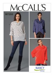 7252 MCCALLS EZ STRETCH  LOOSE PULLOVER COLLAR DOLMAN TOP PATTERN 6-14 ;14-22 CHOICE UNCUT